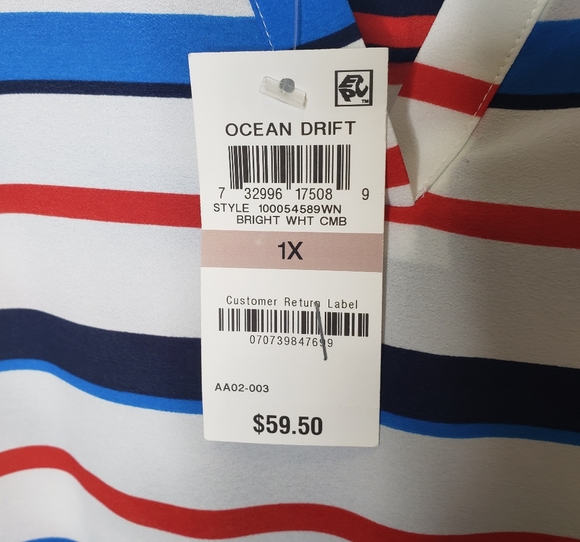 Charter club  Ocean Drift striped plus 1X blouse - Picture 5 of 6